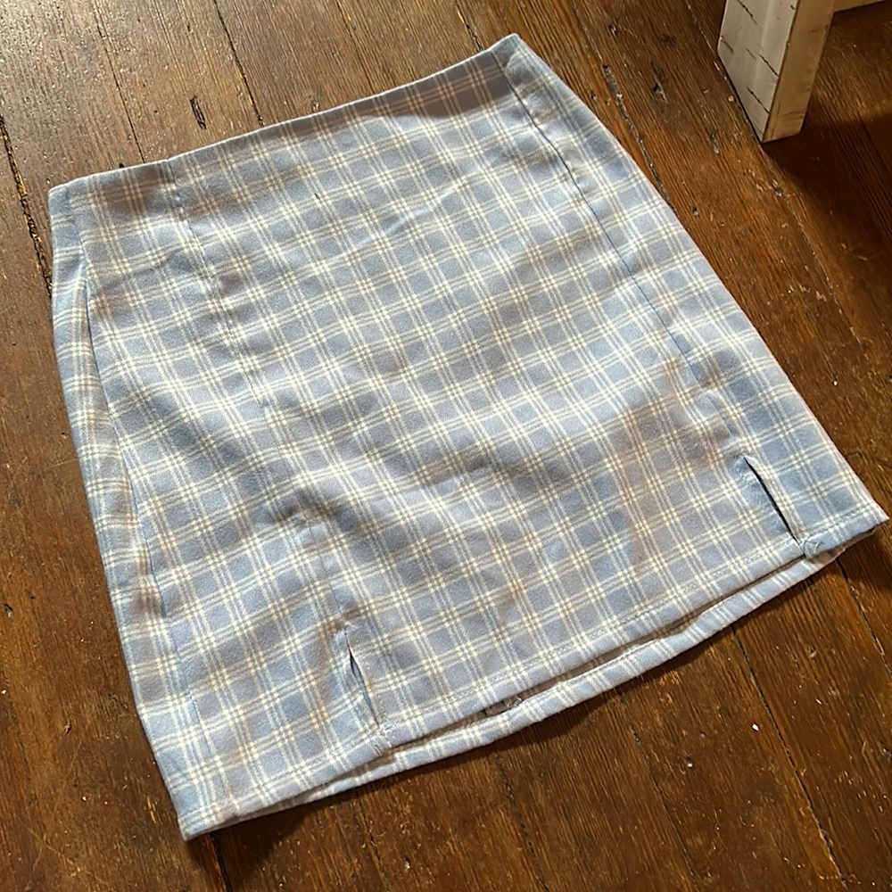 Gingham blue mini skirt